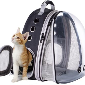 Front Expandable Cat Backpack Carrier, Fit up to 20 lbs, Space Capsule Bubble Window Pet Carrier Backpack for Large Fat Cat and Small Puppy